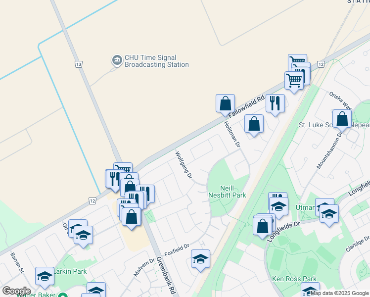 map of restaurants, bars, coffee shops, grocery stores, and more near in Ottawa