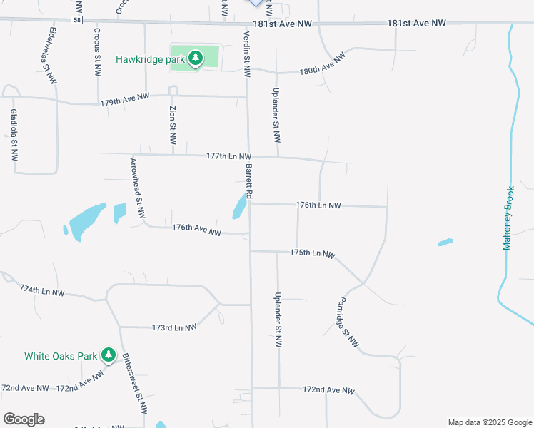 map of restaurants, bars, coffee shops, grocery stores, and more near 2368 176th Lane Northwest in Andover