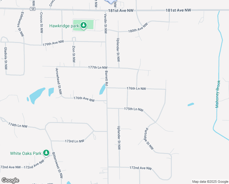 map of restaurants, bars, coffee shops, grocery stores, and more near 2368 176th Lane Northwest in Andover