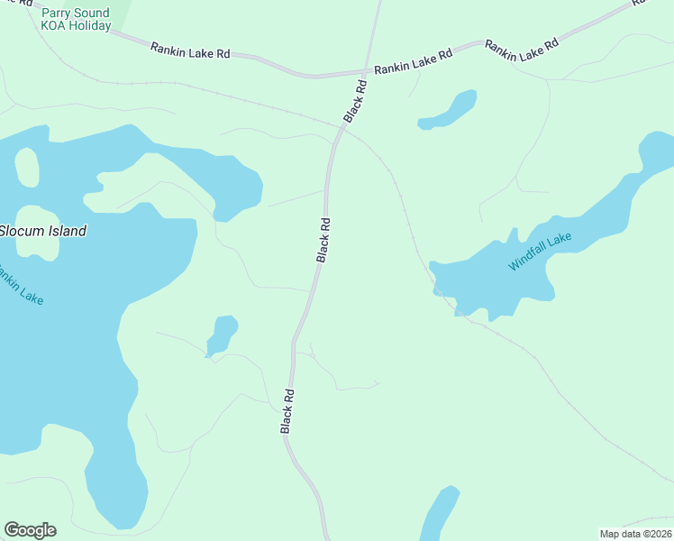map of restaurants, bars, coffee shops, grocery stores, and more near 87 Black Road in Parry Sound