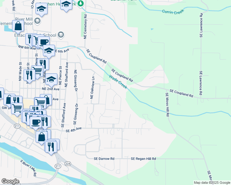 map of restaurants, bars, coffee shops, grocery stores, and more near 32976 Southeast Coupland Road in Estacada