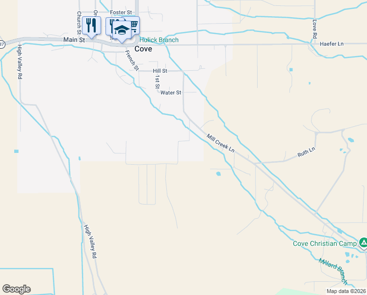 map of restaurants, bars, coffee shops, grocery stores, and more near 60331 Leopard Drive in Cove
