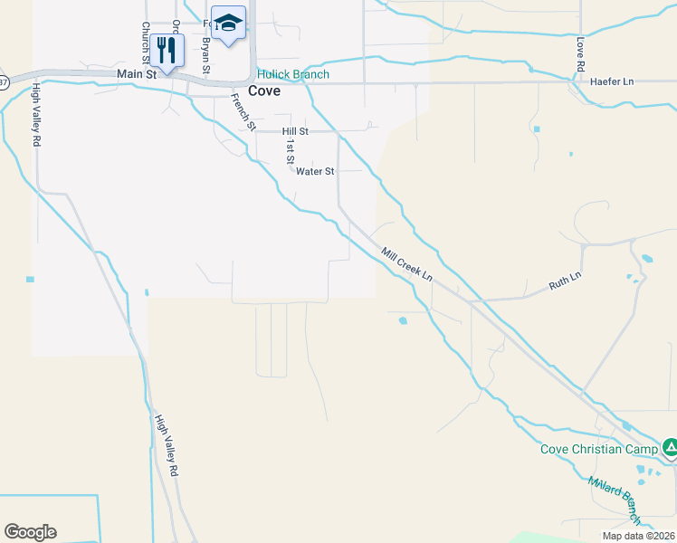 map of restaurants, bars, coffee shops, grocery stores, and more near Rose Ridge Road in Cove