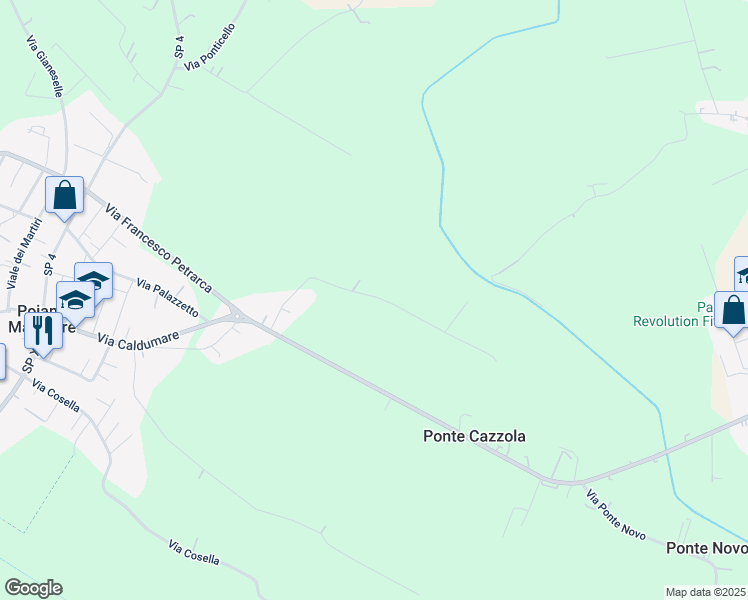 map of restaurants, bars, coffee shops, grocery stores, and more near 13 Via Frastortola in Pojana Maggiore