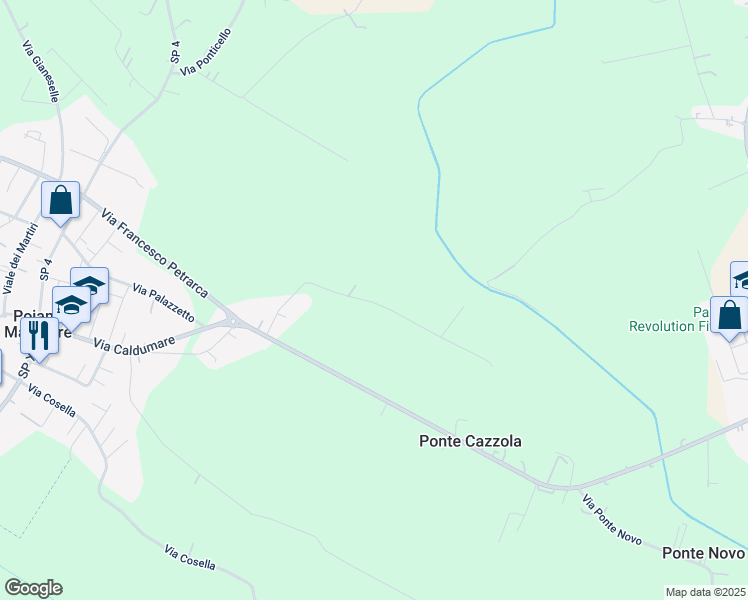 map of restaurants, bars, coffee shops, grocery stores, and more near 13 Via Frastortola in Pojana Maggiore