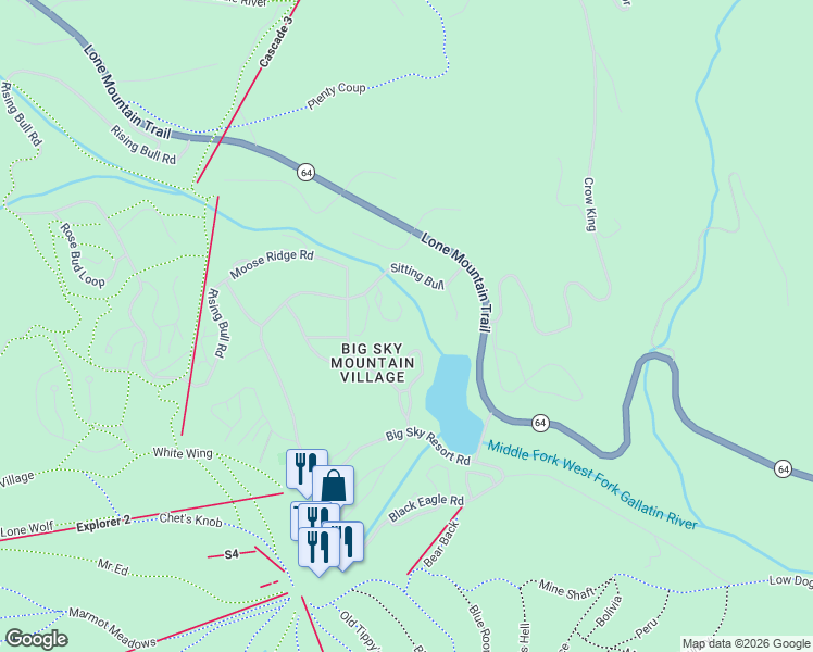 map of restaurants, bars, coffee shops, grocery stores, and more near 12371241 Hill Drive in Gallatin Gateway