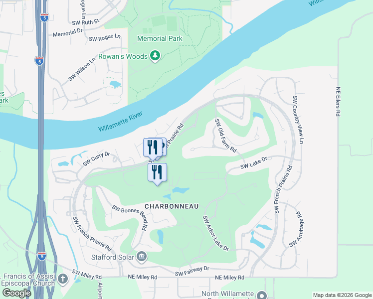 map of restaurants, bars, coffee shops, grocery stores, and more near 7788 SW Arbor Glen Ct in Wilsonville