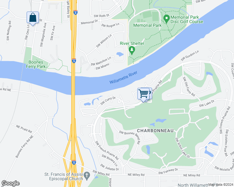 map of restaurants, bars, coffee shops, grocery stores, and more near 8435 Southwest Curry Drive in Wilsonville