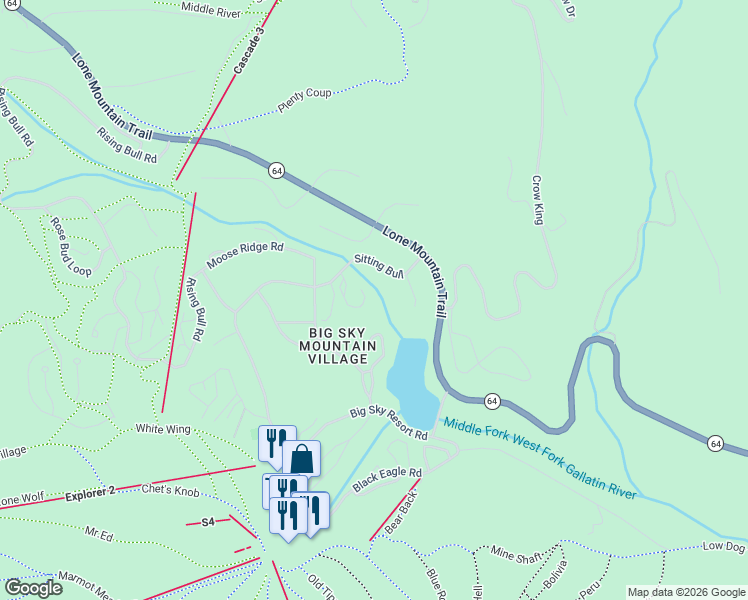 map of restaurants, bars, coffee shops, grocery stores, and more near 12371241 Hill Drive in Gallatin Gateway