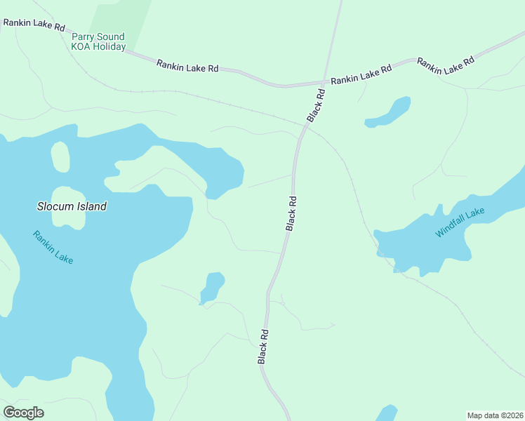 map of restaurants, bars, coffee shops, grocery stores, and more near 87 Black Road in Parry Sound