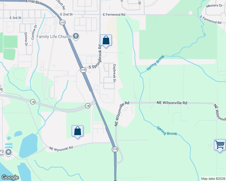 map of restaurants, bars, coffee shops, grocery stores, and more near 1000 South McKern Court in Newberg