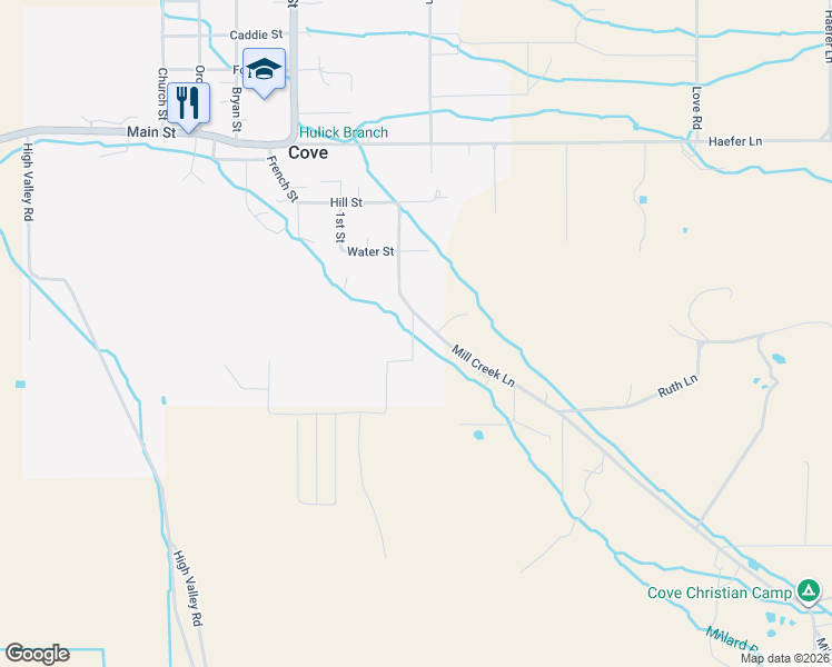 map of restaurants, bars, coffee shops, grocery stores, and more near 60331 Leopard Drive in Cove