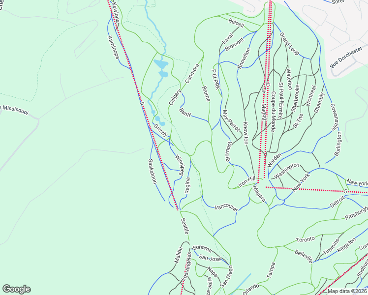 map of restaurants, bars, coffee shops, grocery stores, and more near Rue de Charlevoix in Bromont