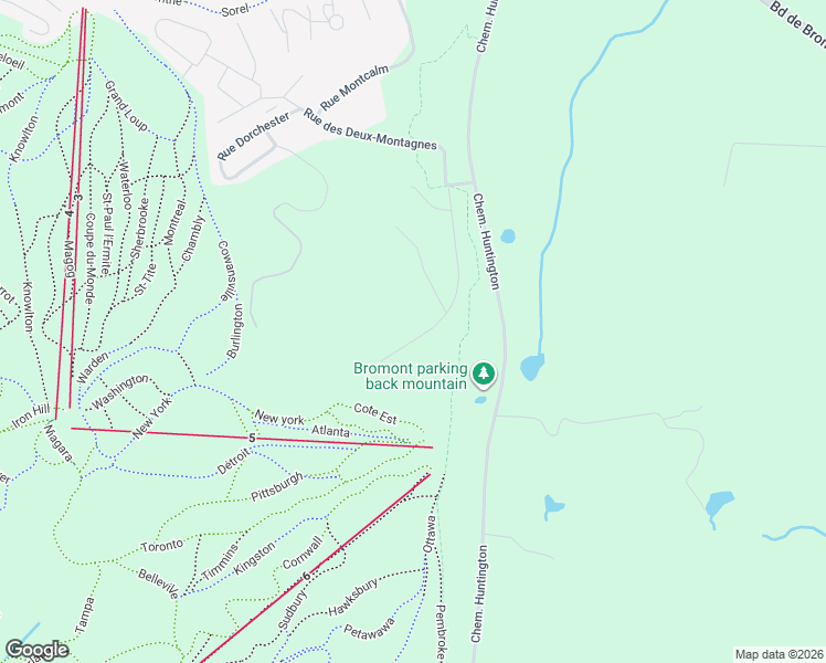 map of restaurants, bars, coffee shops, grocery stores, and more near 370 Rue de la Cote-est in Bromont