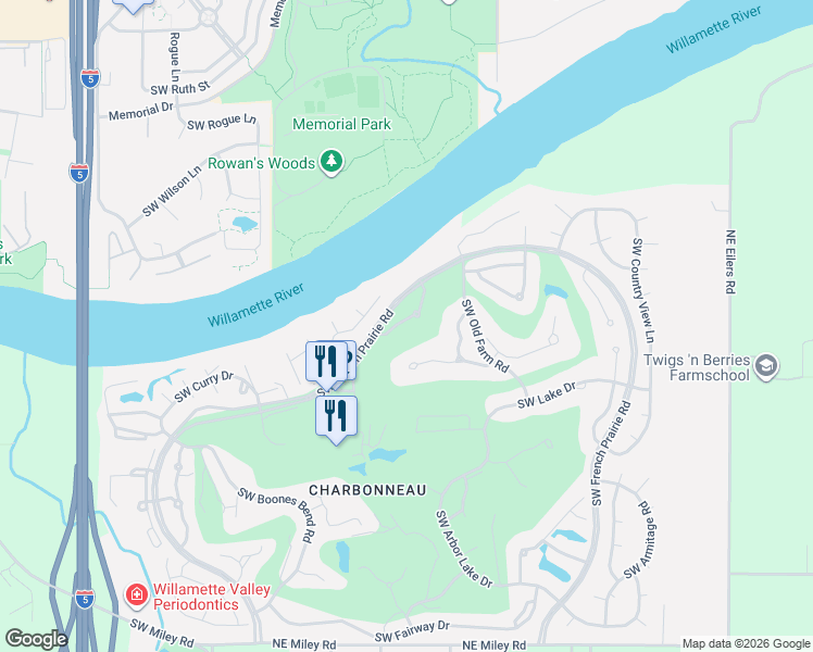 map of restaurants, bars, coffee shops, grocery stores, and more near 7763 Southwest Village Greens Circle in Wilsonville