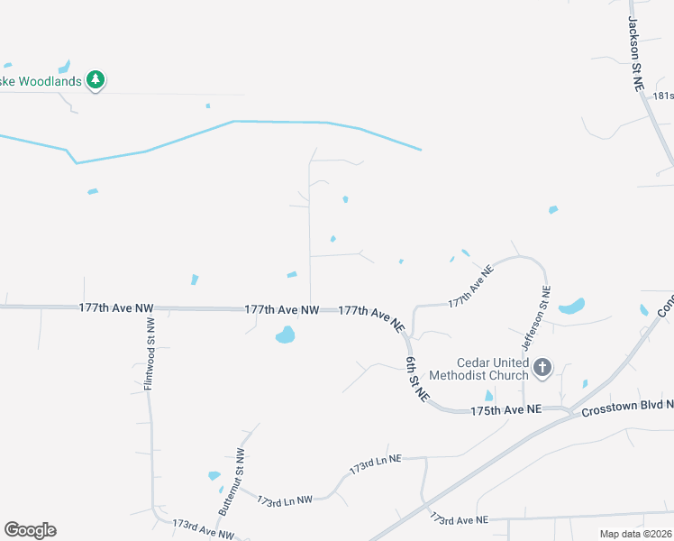 map of restaurants, bars, coffee shops, grocery stores, and more near 140 178th Avenue Northeast in Ham Lake