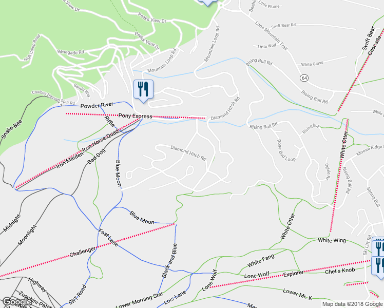 map of restaurants, bars, coffee shops, grocery stores, and more near Diamond Hitch Road in Big Sky