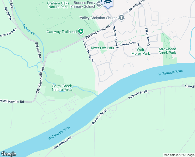 map of restaurants, bars, coffee shops, grocery stores, and more near 31187 Willamette Way West in Wilsonville