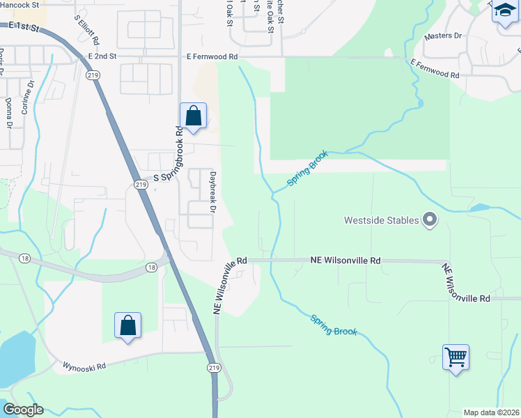 map of restaurants, bars, coffee shops, grocery stores, and more near 28825 Northeast Wilsonville Road in Newberg