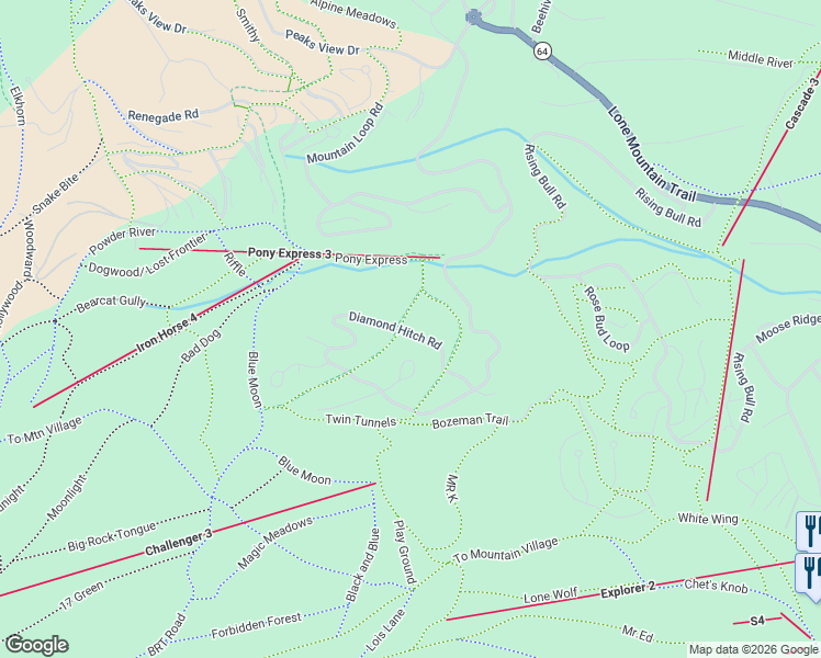 map of restaurants, bars, coffee shops, grocery stores, and more near Diamond Hitch Rd in Cameron