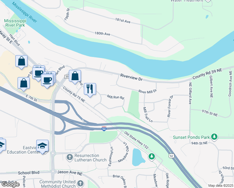 map of restaurants, bars, coffee shops, grocery stores, and more near 6188 Mill Run Road in Monticello