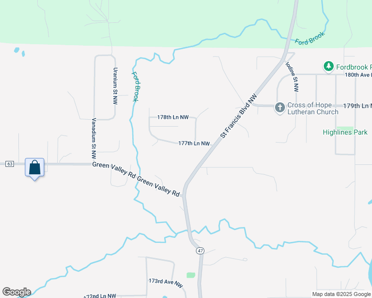 map of restaurants, bars, coffee shops, grocery stores, and more near 5936 177th Lane Northwest in Ramsey