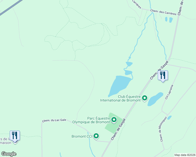 map of restaurants, bars, coffee shops, grocery stores, and more near 350 Rue des Lauriers in Bromont