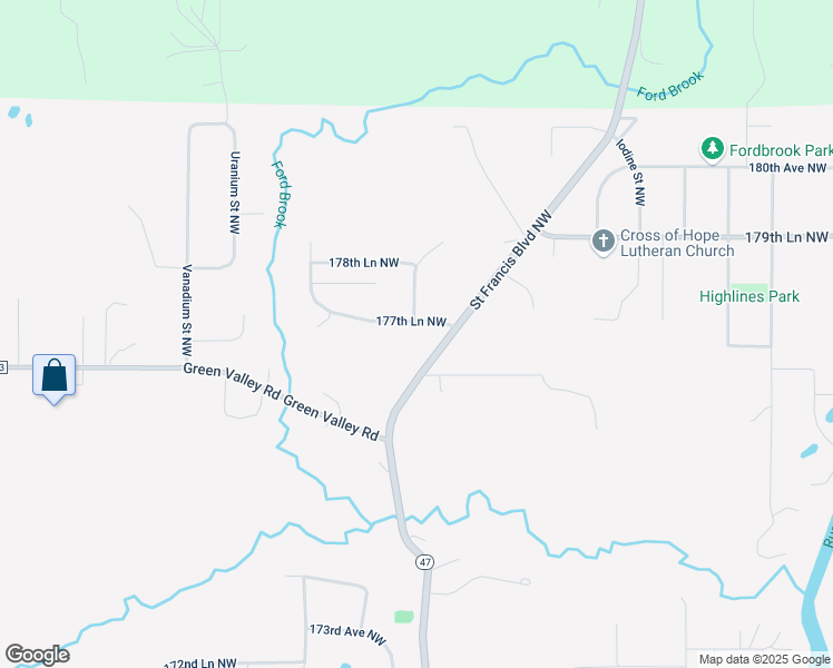 map of restaurants, bars, coffee shops, grocery stores, and more near 5936 177th Lane Northwest in Ramsey