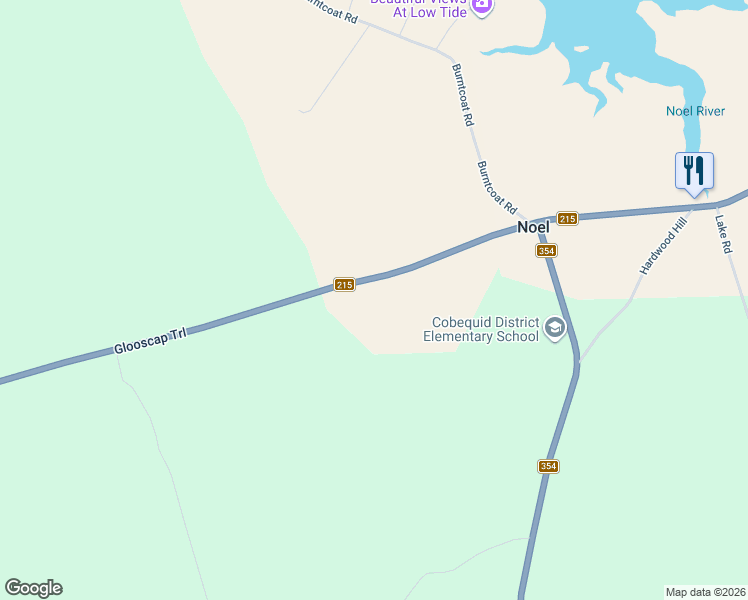 map of restaurants, bars, coffee shops, grocery stores, and more near 4460 Nova Scotia 215 in Noel