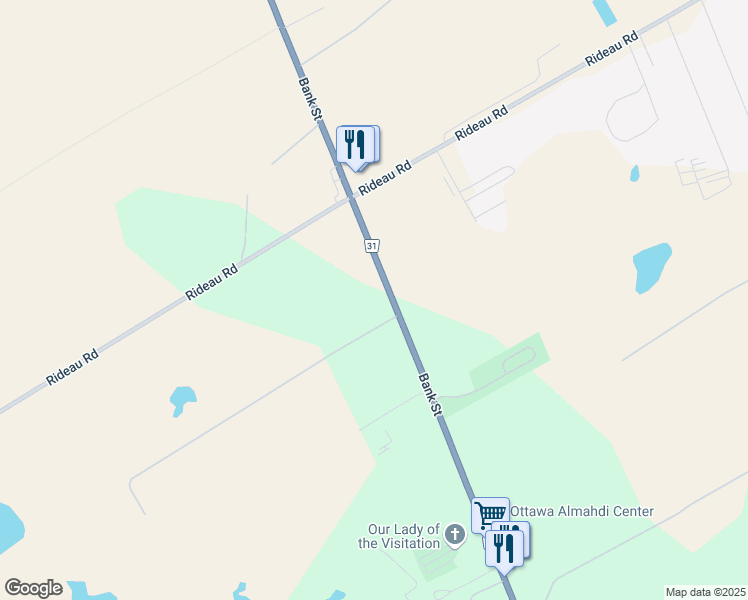 map of restaurants, bars, coffee shops, grocery stores, and more near 5118 Bank Street in Ottawa