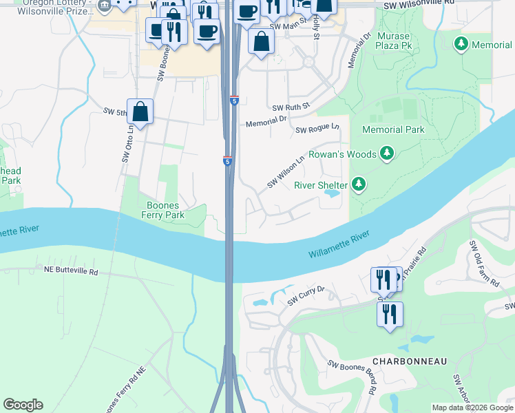 map of restaurants, bars, coffee shops, grocery stores, and more near 31189 Southwest Chia Loop in Wilsonville