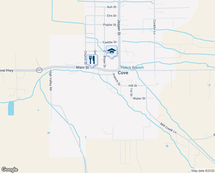 map of restaurants, bars, coffee shops, grocery stores, and more near Rose Ridge Road in Cove