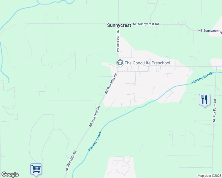 map of restaurants, bars, coffee shops, grocery stores, and more near 10970 Northeast Red Hills Road in Dundee