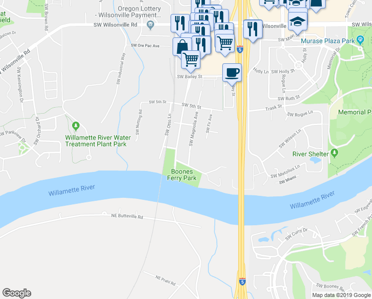 map of restaurants, bars, coffee shops, grocery stores, and more near 31045 Southwest Magnolia Avenue in Wilsonville