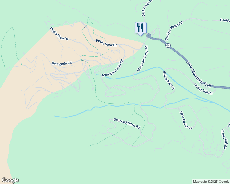 map of restaurants, bars, coffee shops, grocery stores, and more near Saddle Ridge Road in Big Sky