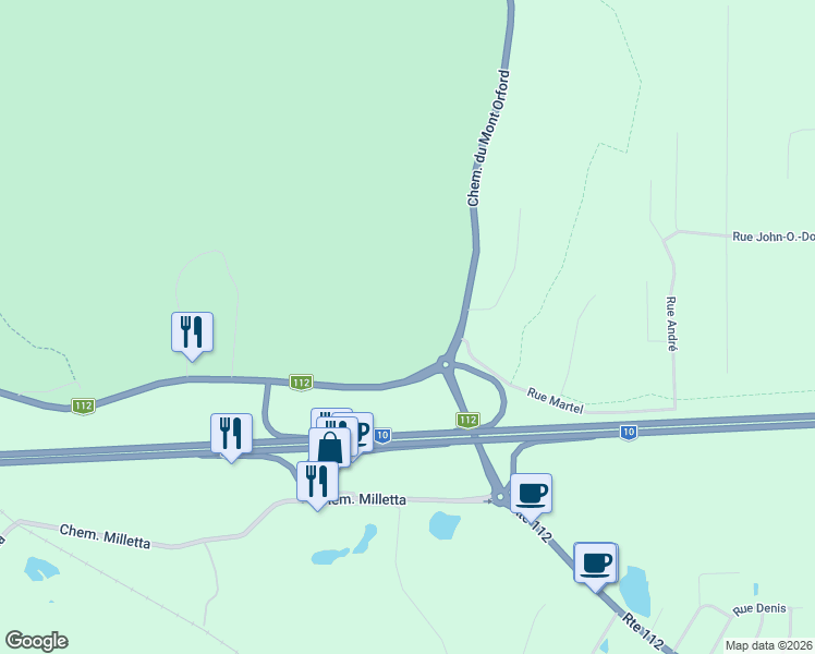 map of restaurants, bars, coffee shops, grocery stores, and more near Chemin du Mont Orford in Magog