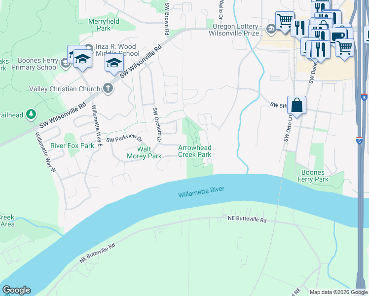 map of restaurants, bars, coffee shops, grocery stores, and more near 31413 Olympic Drive in Wilsonville