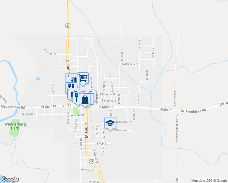 map of restaurants, bars, coffee shops, grocery stores, and more near 409 East Monroe Street in Lafayette