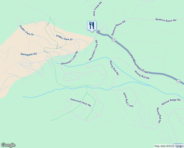 map of restaurants, bars, coffee shops, grocery stores, and more near 7 Lower Saddle Ridge Road in Big Sky
