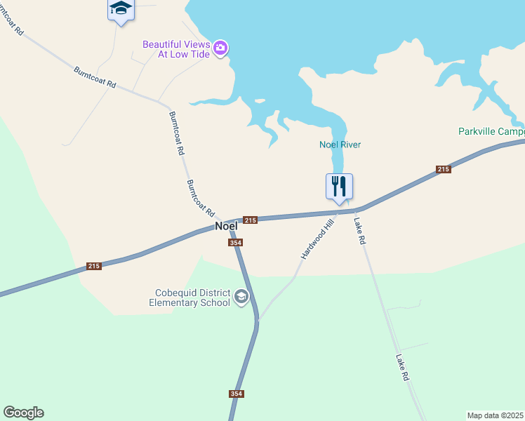 map of restaurants, bars, coffee shops, grocery stores, and more near 4617 Nova Scotia 215 in Maitland