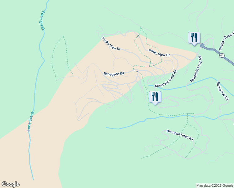 map of restaurants, bars, coffee shops, grocery stores, and more near Gambler Road in Big Sky