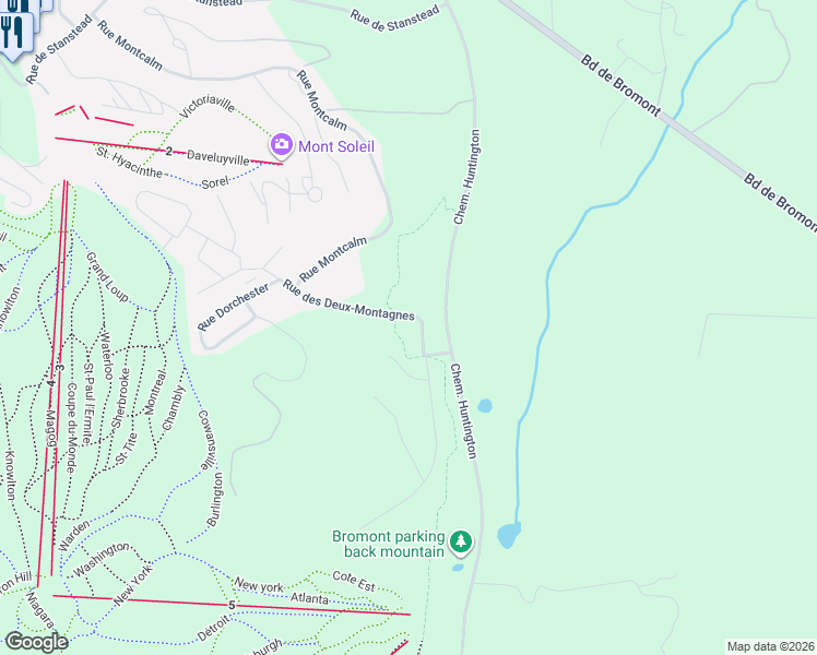 map of restaurants, bars, coffee shops, grocery stores, and more near 239 Rue des Deux-Montagnes in Bromont