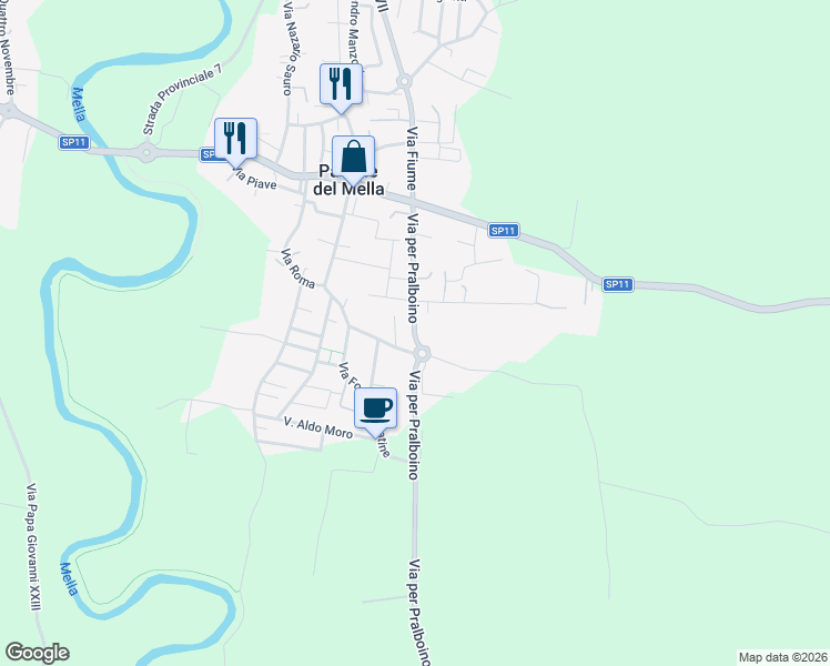 map of restaurants, bars, coffee shops, grocery stores, and more near 12 Via Leonardo da Vinci in Pavone del Mella