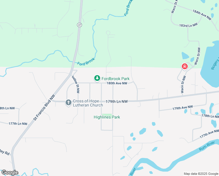 map of restaurants, bars, coffee shops, grocery stores, and more near 17958 Erkium Street Northwest in Ramsey