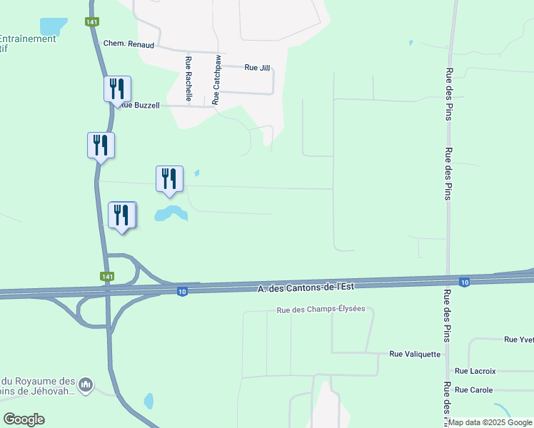 map of restaurants, bars, coffee shops, grocery stores, and more near 58 Rue de la Falaise in Magog