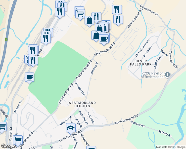map of restaurants, bars, coffee shops, grocery stores, and more near in Saint John