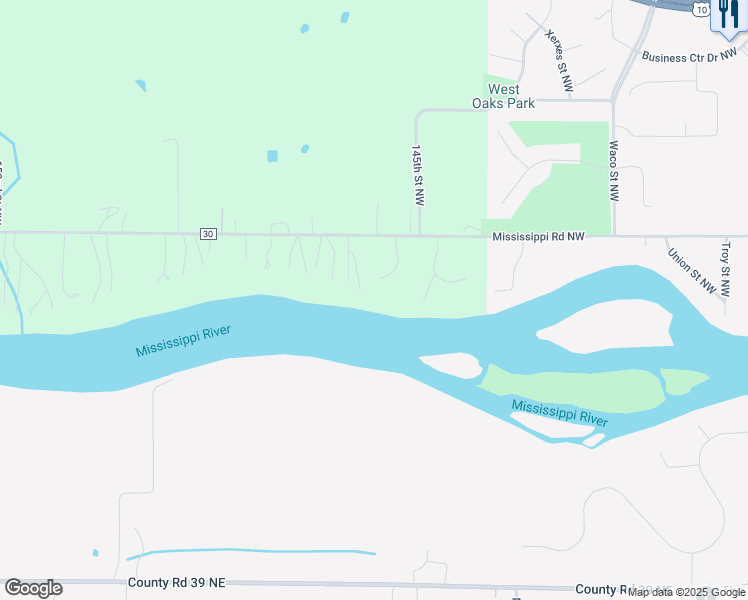 map of restaurants, bars, coffee shops, grocery stores, and more near 14595 146th Court in Elk River