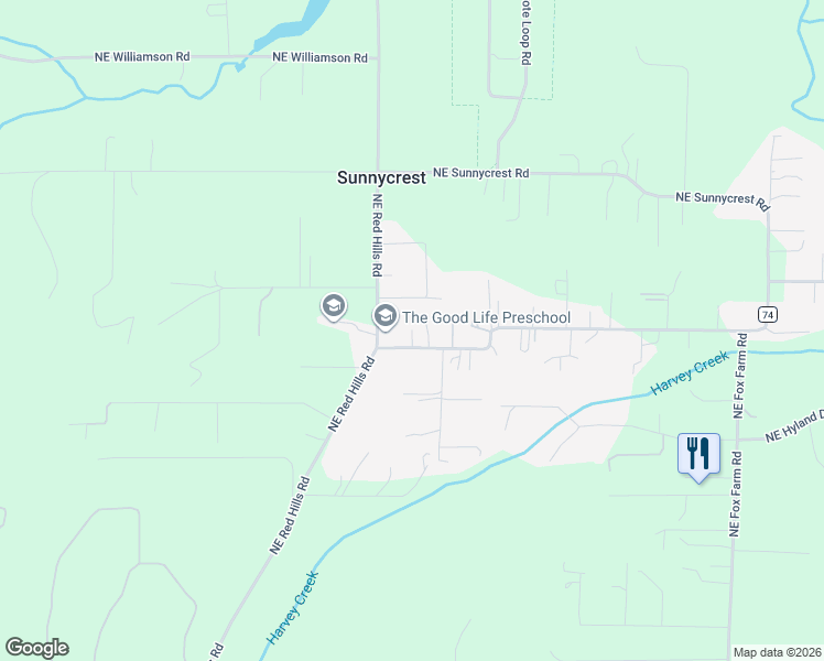 map of restaurants, bars, coffee shops, grocery stores, and more near 21840 Northeast Hidden Springs Road in Dundee
