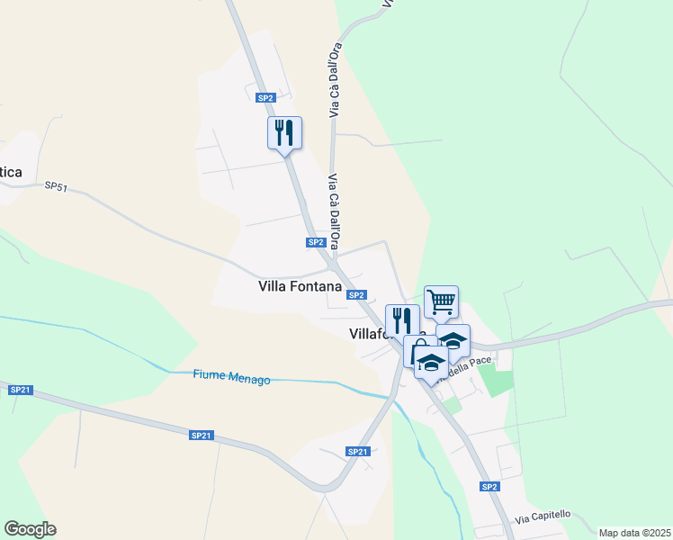map of restaurants, bars, coffee shops, grocery stores, and more near 5 Via Don Carlo Forante in Villa Fontana