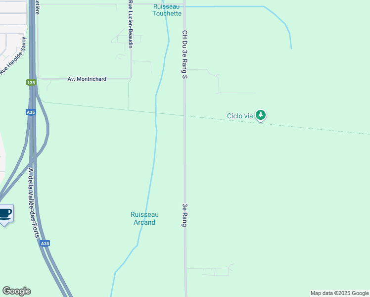 map of restaurants, bars, coffee shops, grocery stores, and more near CH Du 3e Rang South in Saint-Jean-sur-Richelieu
